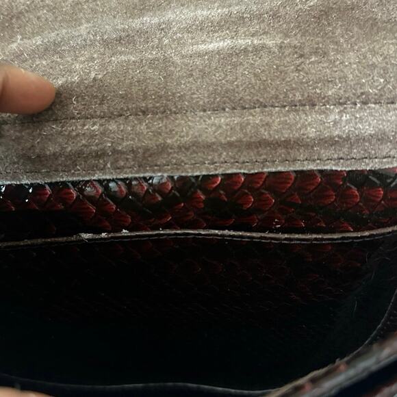 Vintage Croc Embossed Leather Flap Crossbody Bag Brown - Picture 4 of 10